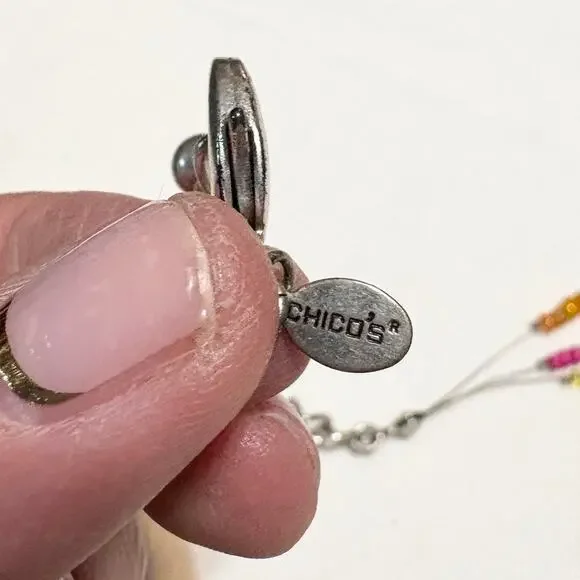 Chicos Beaded Charm Necklace & Earrings Set Cocktail Party Fruit Theme 3 Strand - Picture 4 of 8